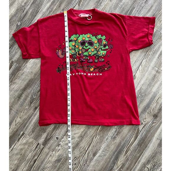 Vintage Daytona Beach I Heard it Through the Orange Grove Short Sleeve Red Tee - Picture 5 of 8
